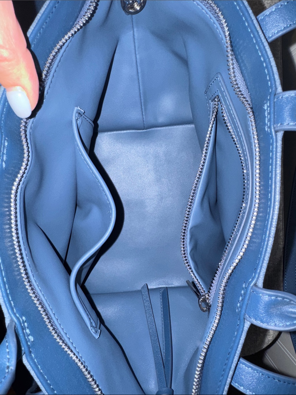 Brandon Blackwood Navy/Denim Canvas Coated Tote With Detachable Zip Pouch — image 6 of 6